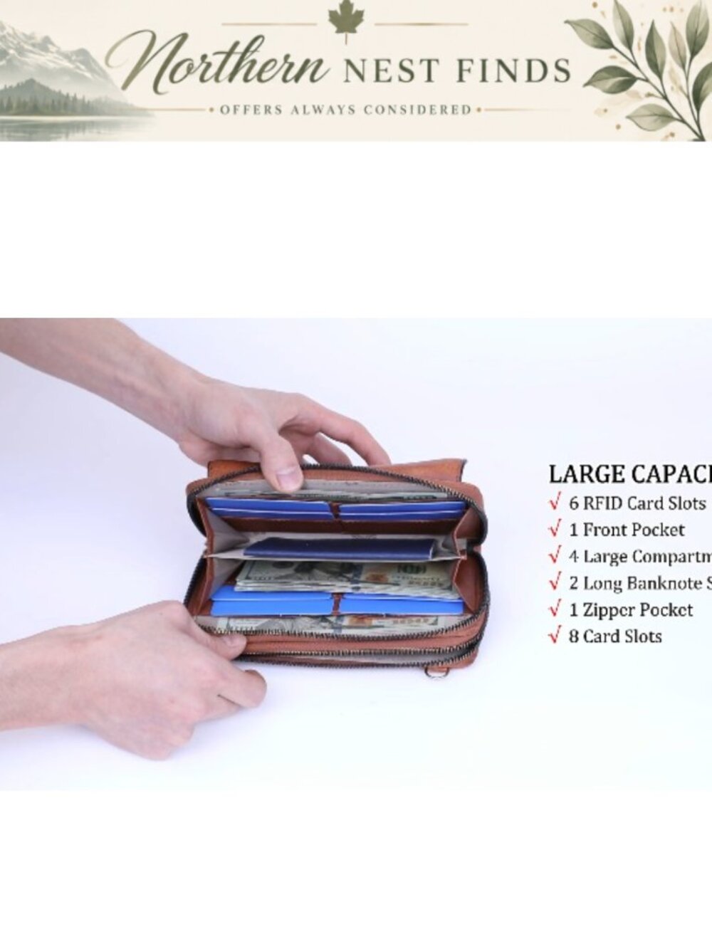 Small Vegan Leather Crossbody Phone Purse with Card Slots - Picture 6 of 6